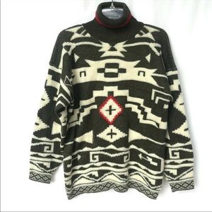 Vintage Sweater Green Grandpa Oversized Pullover